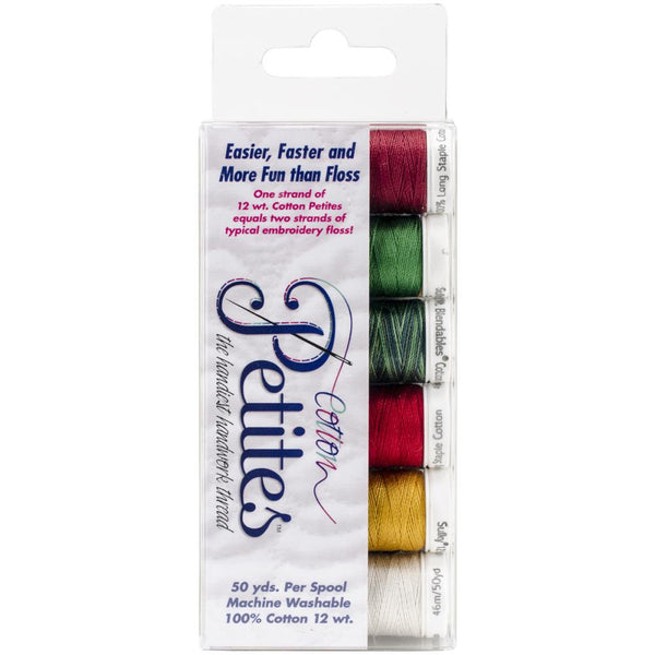 Sulky Sampler 12wt Cotton Petites 6 pack  Christmas Collection Assortment