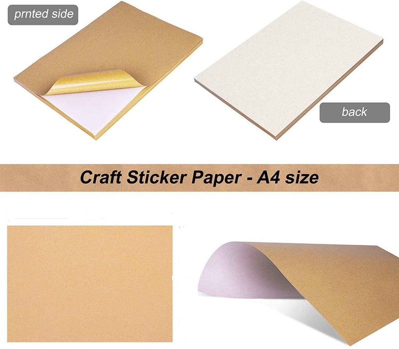 Poppy Crafts A4 Printable Sticker Paper - Kraft - 10 Pack