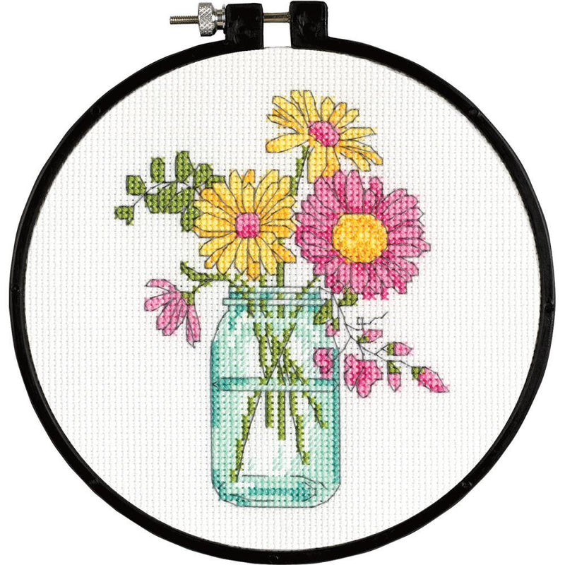 Dimensions/Learn-A-Craft Counted Cross Stitch Kit 6inch Round Summer Flowers (14 Count)