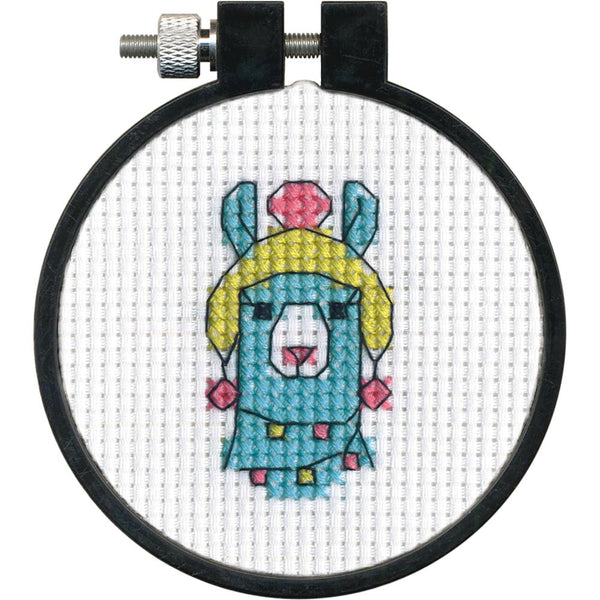 Dimensions Learn-A-Craft Counted Cross Stitch Kit 3" Round - Llama (11 Count)*