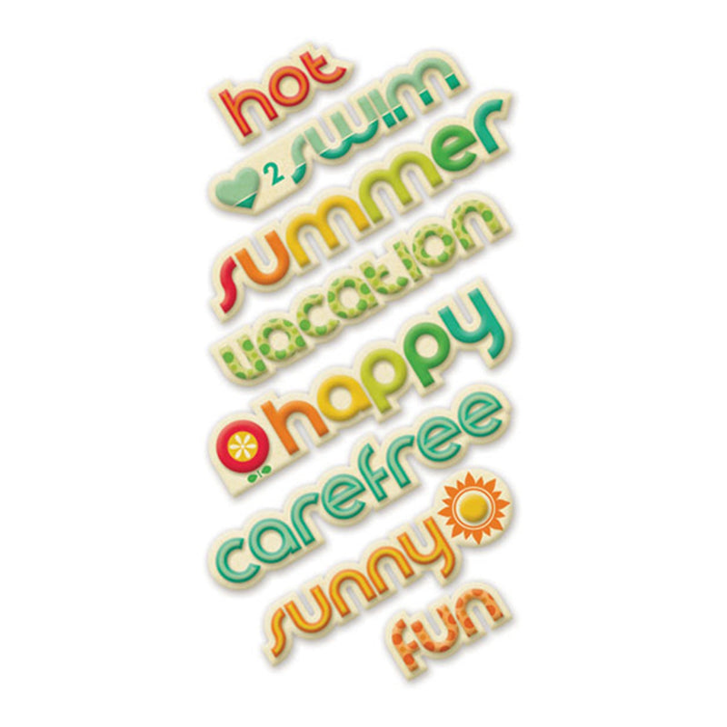 We R Memory Keepers Self Adhesive Layered Chipboard - 72 & Sunny Summer Words*