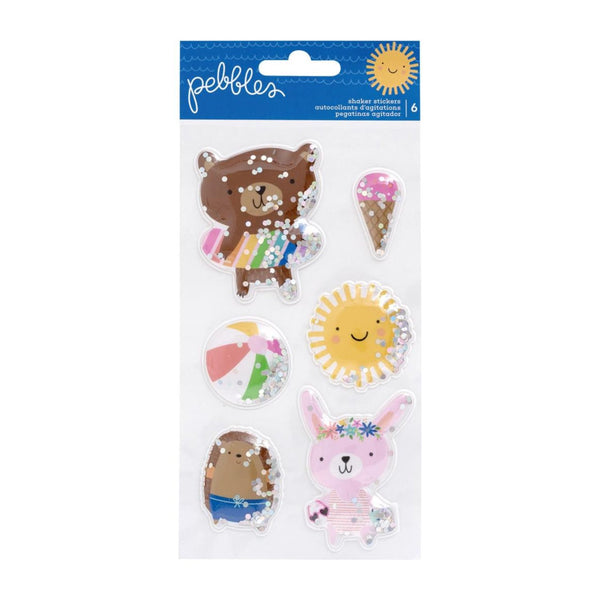 Pebbles Sun and Fun - Shaker Stickers 6 pack