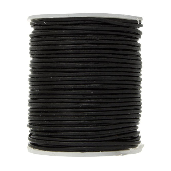 John Bead Dazzle-It Genuine Leather Cord .5mm Round 27.3yd - Black