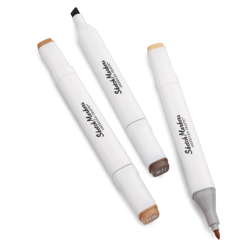 American Crafts Sketch Markers Dual-Tip Alcohol Markers 3 Pack - Warm Neutrals*