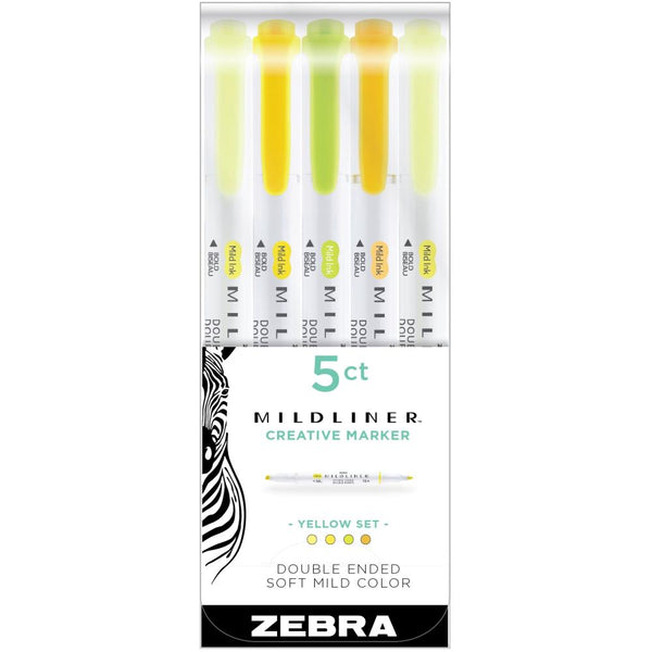 Zebra Mildliner Double Ended Highlighters 5 pack - Assorted Yellows*