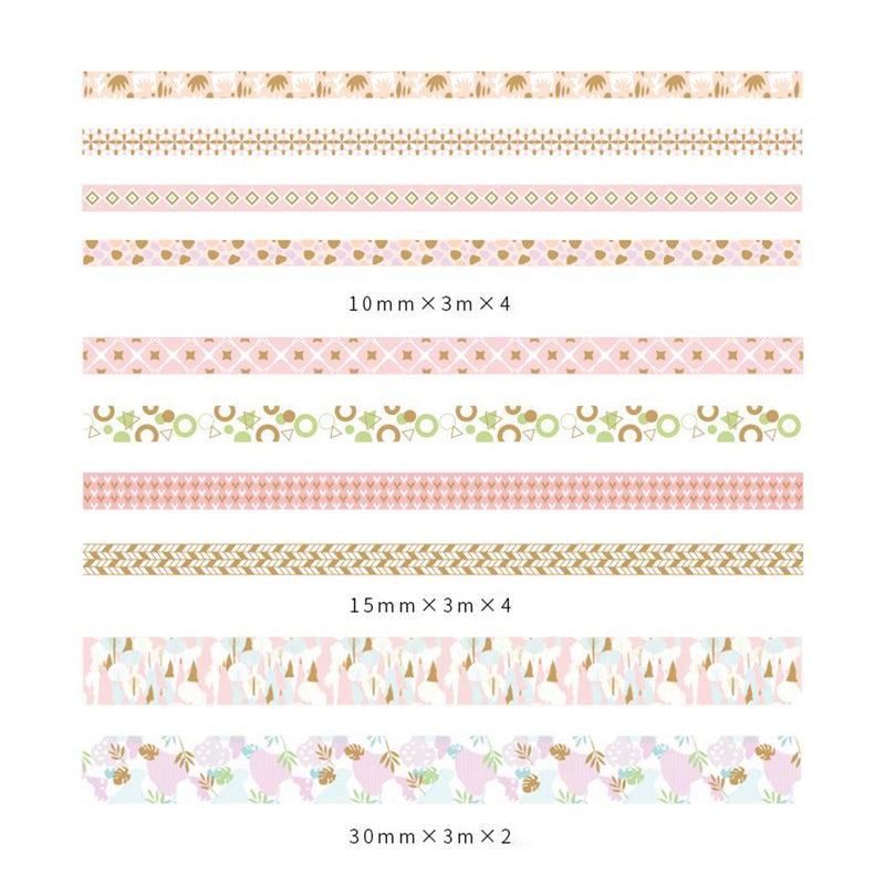 Poppy Crafts Washi Tape 10 Packs with Gold Foil - Pink Pastels
