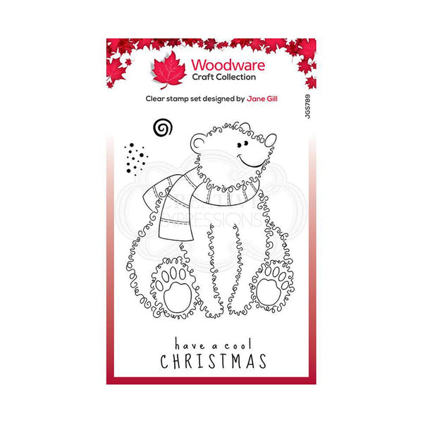 Woodware Clear Festive Fuzzies 4"x 6" Stamp Set - Polar Bear