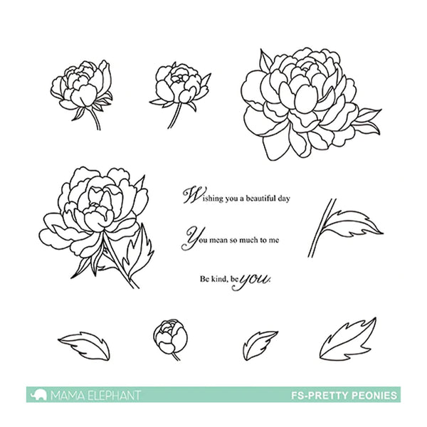 Mama Elephant Stamp Set - Floral Series - Pretty Peonies*