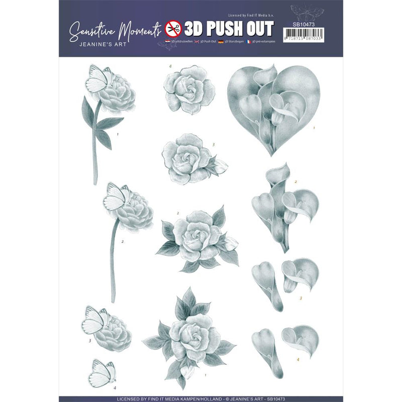 Find It Trading - Jeanine's Art Punchout Sheet - Grey Calla Lily, Sensitive Moments
