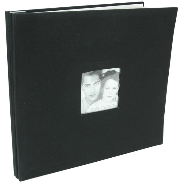 MBI Fashion Fabric Post Bound Album with Window 12in x 12in  - Black