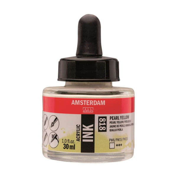 818 - Talens Amsterdam Acrylic Ink 30ml Pearl Yellow