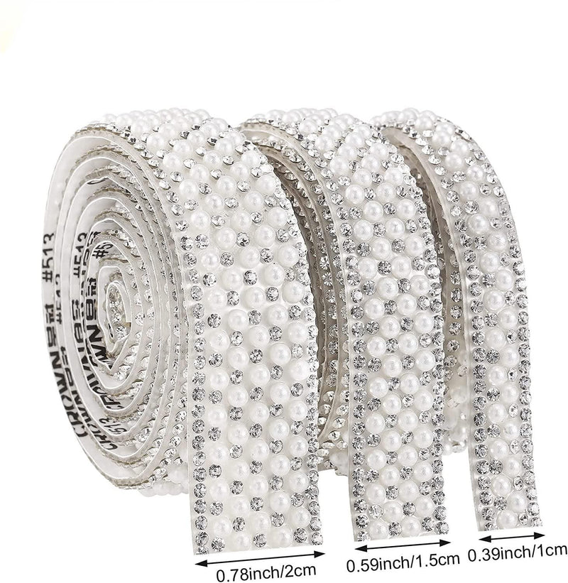 Decorative Rhinestone Trim & Pearl Ribbon – 3 Rolls – CraftOnline