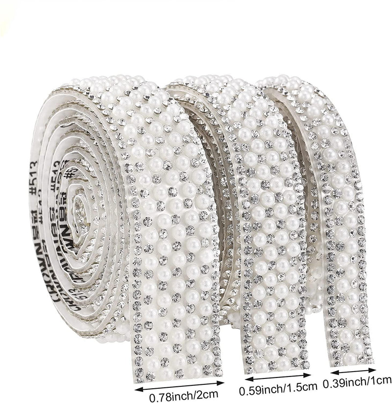Poppy Crafts Self-adhesive Pearl & Rhinestone Ribbon - 3 Pack*