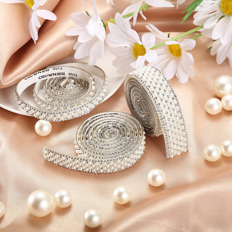 Poppy Crafts Self-adhesive Pearl & Rhinestone Ribbon - 3 Pack*