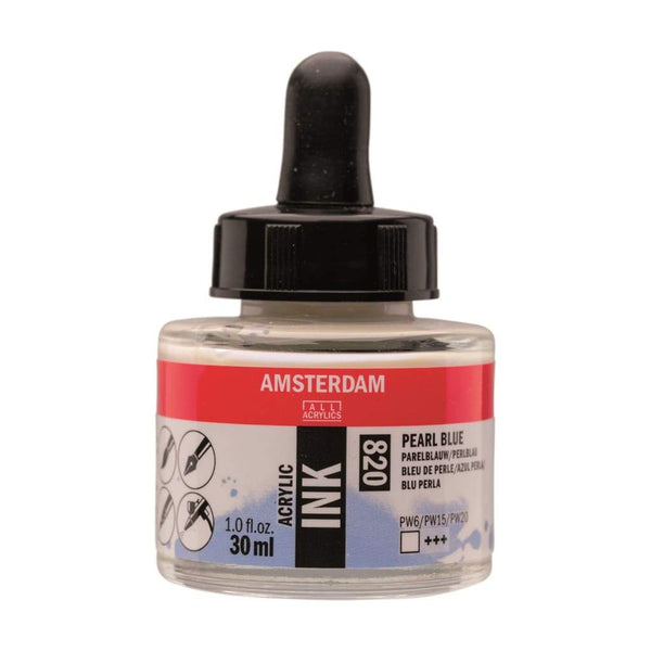 820 - Talens Amsterdam Acrylic Ink 30ml Pearl Blue