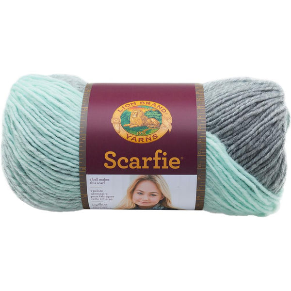 Lion Brand Scarfie Yarn - Mint & Silver 150g