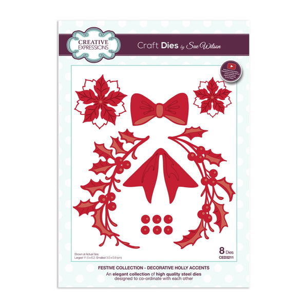 Creative Expressions Craft Dies By Sue Wilson - Decorative Holly Accents