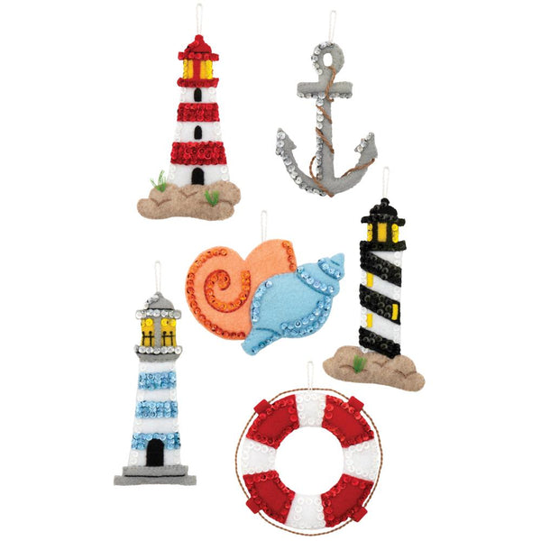 Bucilla Felt Ornaments Applique Kit Set Of 6 - Lighthouse