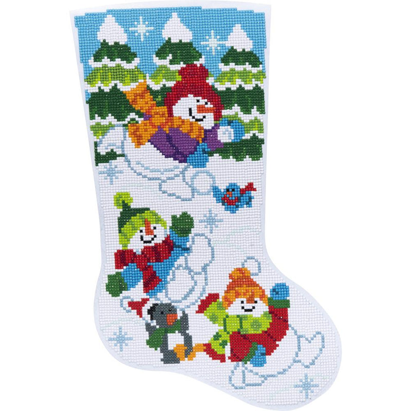 Bucilla Gem Dot Stocking Applique Kit 18" Long - Sledding Snowmen*