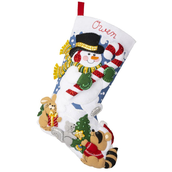 Bucilla Felt Stocking Applique Kit - Candy Cane Snowman - 18" Long*