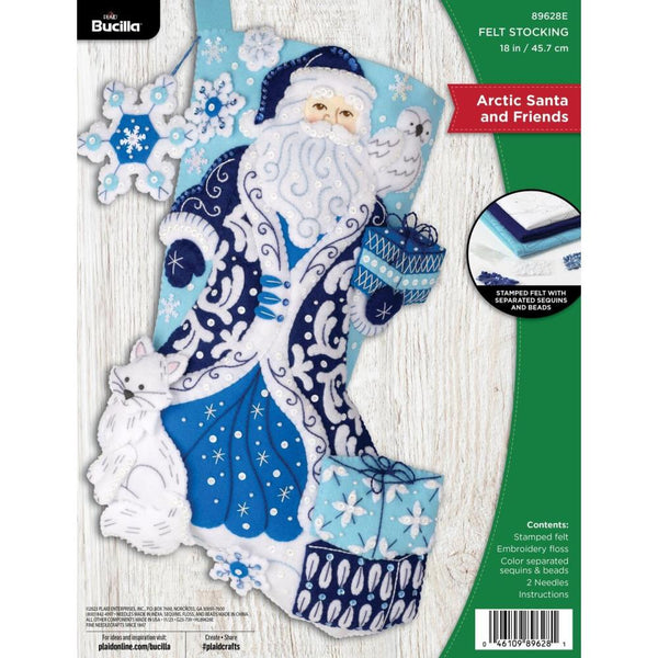 Bucilla Felt Stocking Applique Kit 18" Long Arctic Santa & Friends