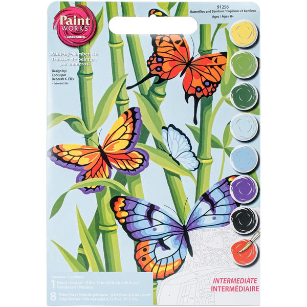 Paint Works Paint By Number Kit 9"x 12" - Butterflies & Bamboo