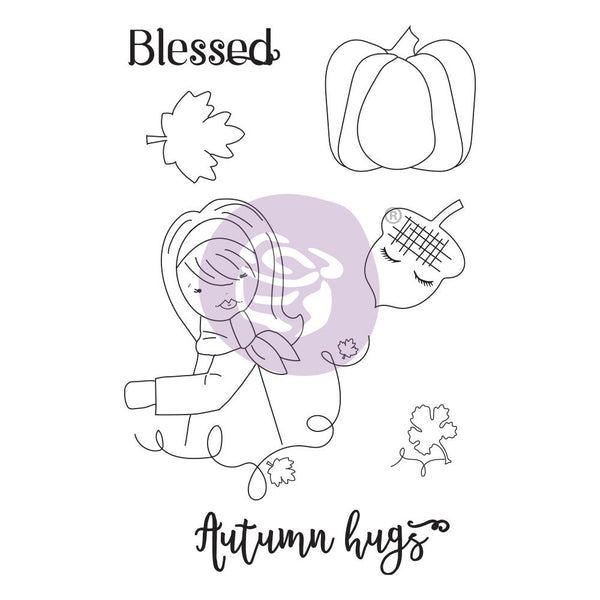 Prima Marketing Julie Nutting Mixed Media Cling Rubber Stamp - Autumn Hugs