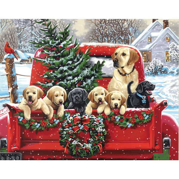 Dimensions Paint Works Paint By Number Kit 20"x 16" - Holiday Puppy Truck