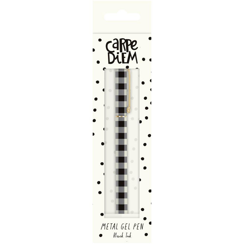 Carpe Diem Metal Gel Pen - Buffalo Check*