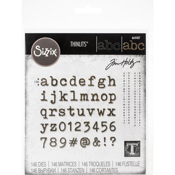 Sizzix - Thinlits Die Set 146 pack – Alphanumeric Tiny Type Lower by Tim Holtz
