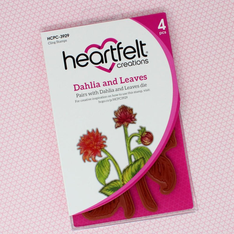 Heartfelt Creations Cling Rubber Stamp Set - Dahlia & Leaves, Dazzling Dahlia