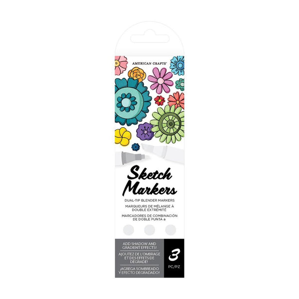 American Crafts Sketch Markers Dual-Tip Alcohol Markers 3 Pack  - Colourless Blenders