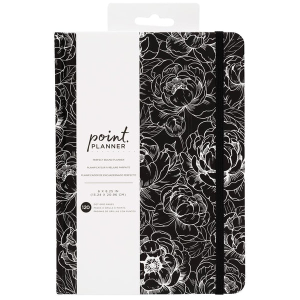 AC Point Planner Perfect Bound Planner 6"X8" - Black & White Floral-Dot Grid-120 Sheets^