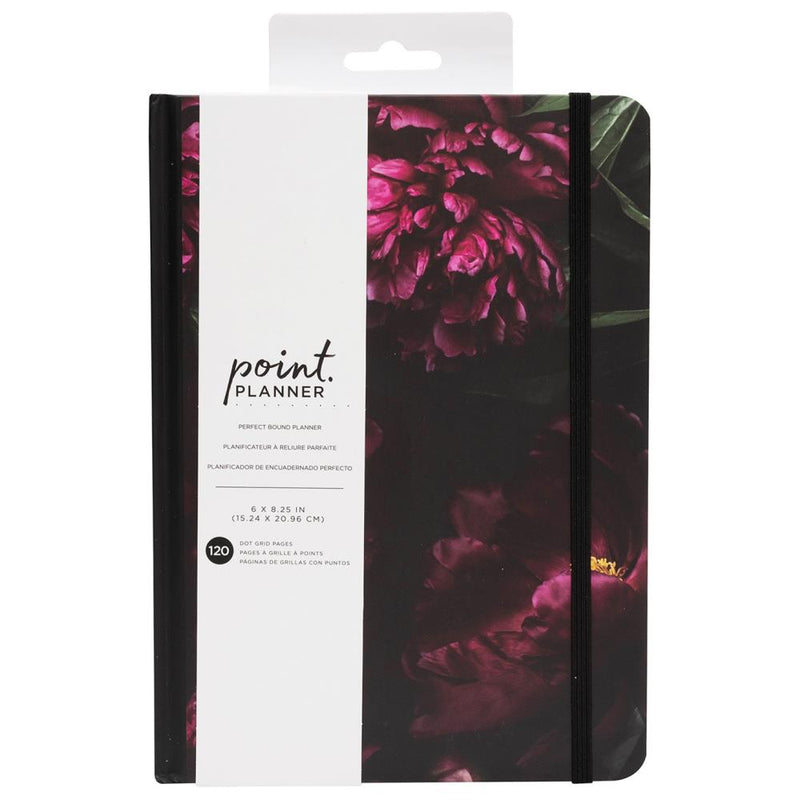 American Crafts Point Planner Perfect Bound Planner 6"x 8" Dark Floral - Dot Grid - 120 Sheets*