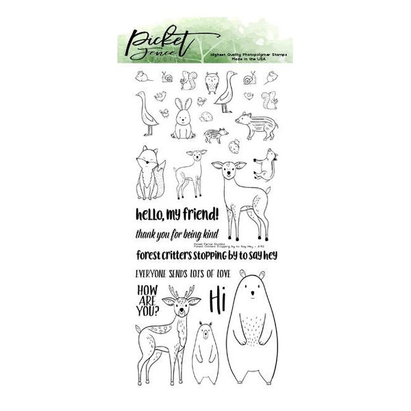 Picket Fence Studios 4"X8" Stamp Set - Forest Critters Stopping By To Say Hello