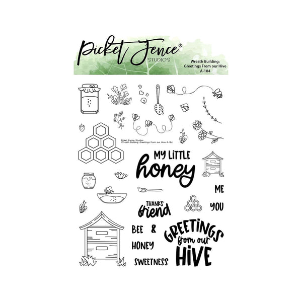 Picket Fence Studios Clear Stamps - Wreath Building: Greetings from our Hive