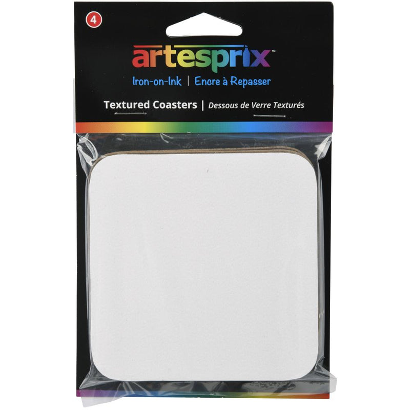 Artesprix Iron-On-Ink Textured Square Coaster 4 pack - White - 3.5in x 3.5in