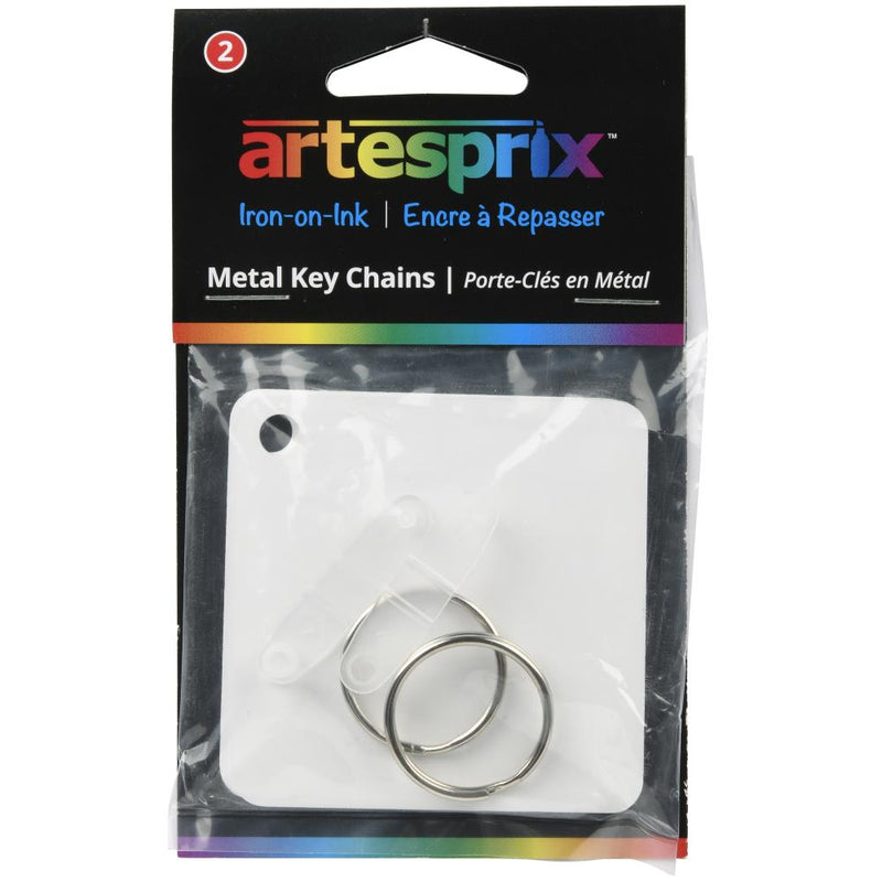 Artesprix Iron-On-Ink Key Chain 2 pack - Metal, White 2.4in x 2.4in*