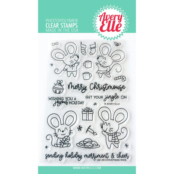 Avery Elle Clear Stamp Set 4in x 6in - Christmas Mice