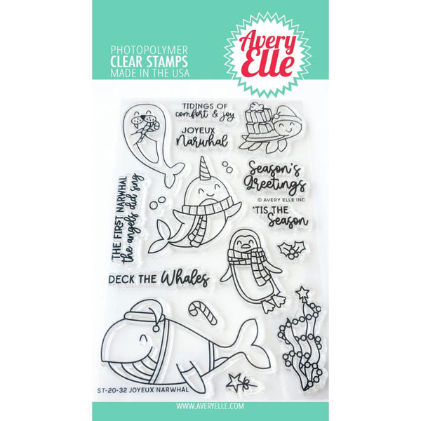 Avery Elle Clear Stamp Set 4in x 6in - Joyeux Narwhal