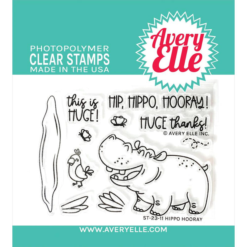 Avery Elle Clear Stamp Set 4"X3" - Hippo Hooray*