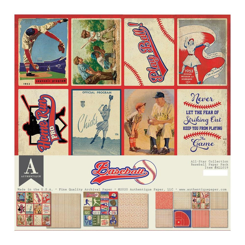 Authentique All-Star Paper Pack 12in x 12in - Baseball