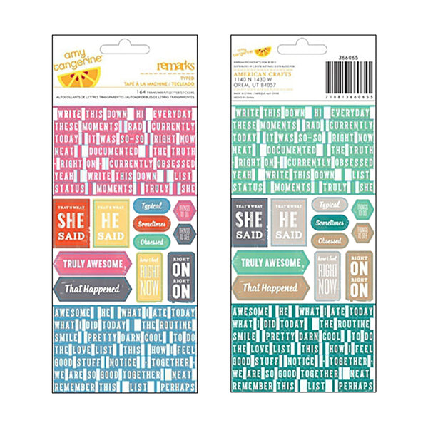 American Crafts - Amy Tangerine - Remarks - Typed Transparent Letter Stickers 106pcs