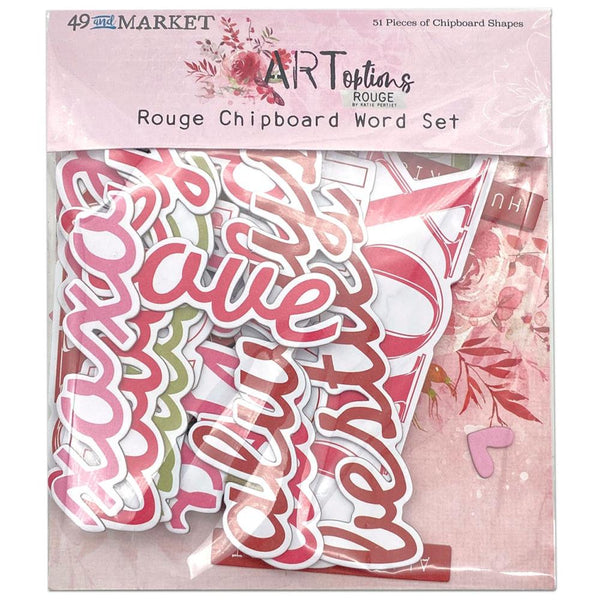 49 And Market ARToptions - Rouge Chipboard Word Set