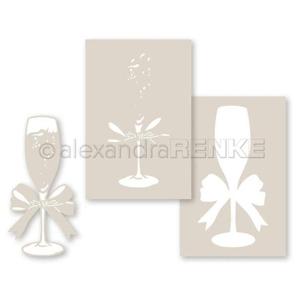 Alexandra Renke Stencil 6in x 6in 3 pack - Sparkling Wine Glass with Bow*