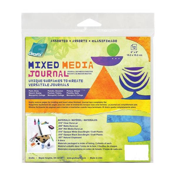 Grafix Assorted Mixed Media Journal W/Discs 6"X6" 12 Sheets*