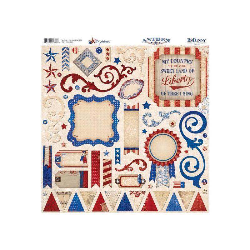 Bo Bunny Anthem 12x12 Chipboard DieCuts*