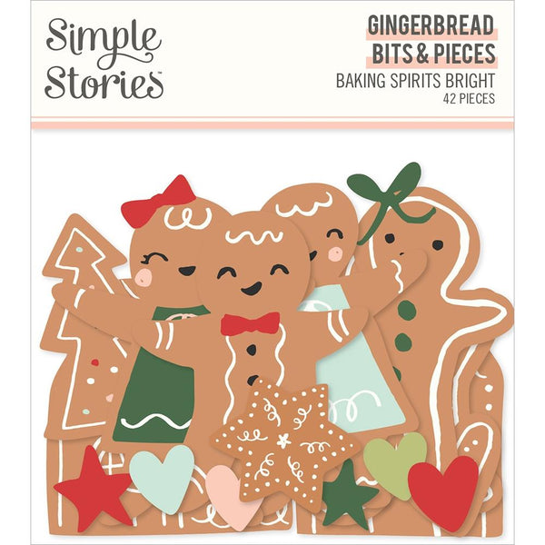 Simple Stories Baking Spirits Bright - Bits & Pieces Die-Cuts 42 pack - Gingerbread