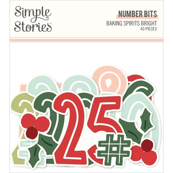 Simple Stories Baking Spirits Bright - Bits & Pieces Die-Cuts 40 pack - Number Bits*