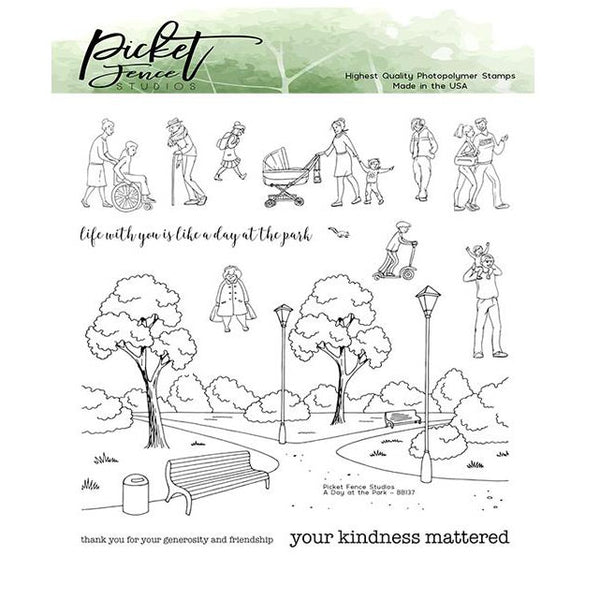 Picket Fence Studios 6"x 6" Stamp Set - A Walk In The Park*